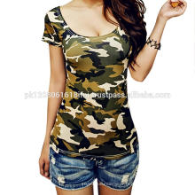 T-shirt à imprimé camouflage pour femmes et filles de l&#39;armée militaire